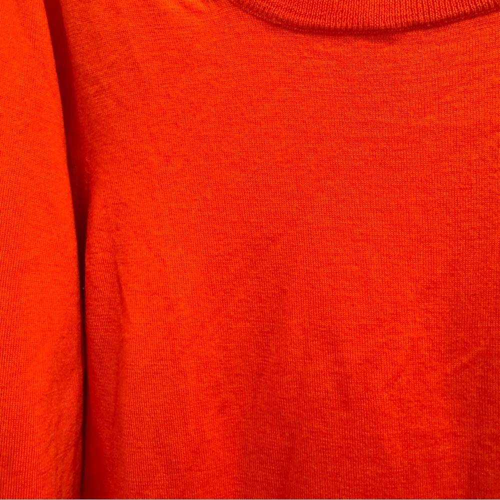 J. Crew Womens Merino Wool Cotton Blend Sweater Crew Neck Sz M Orange 3/4 Sleeve - Picture 3 of 9